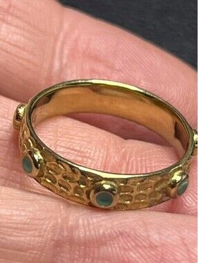 B5862 Hey Harper Textured 14K gold plated Band Ring sz 7